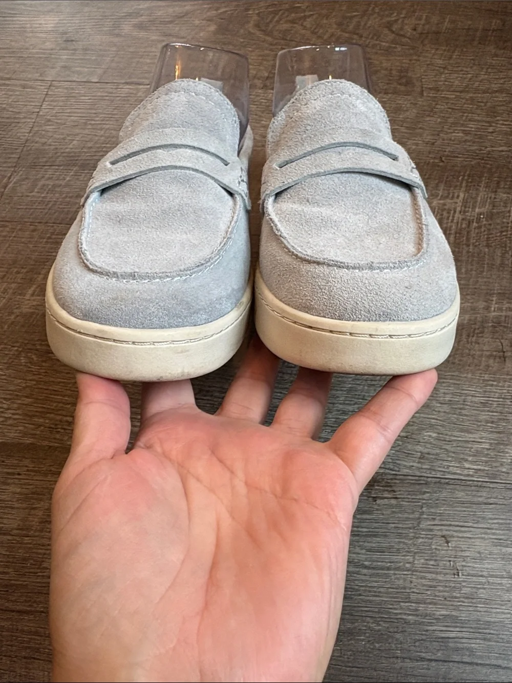 Anne Klein Livvey Suede Loafers Women’s 8.5 Light Gray Slip On